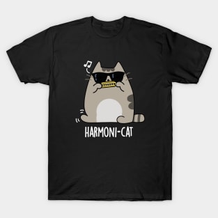 Harmoni-cat Cute Harmonica Cat Pun T-Shirt